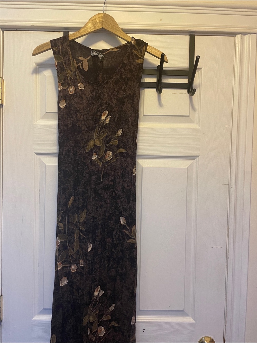 Sleeveless Brown Floral Maxi Dress